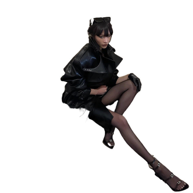 Autumn And Winter New Loose Cool Long Trench Coat Kanuner