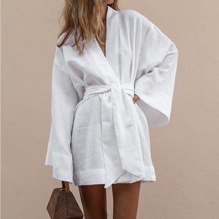 Cotton and linen shirt skirt