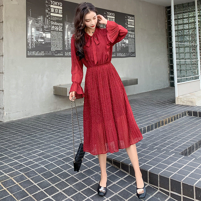 Polka Dot Chiffon Dress Abib