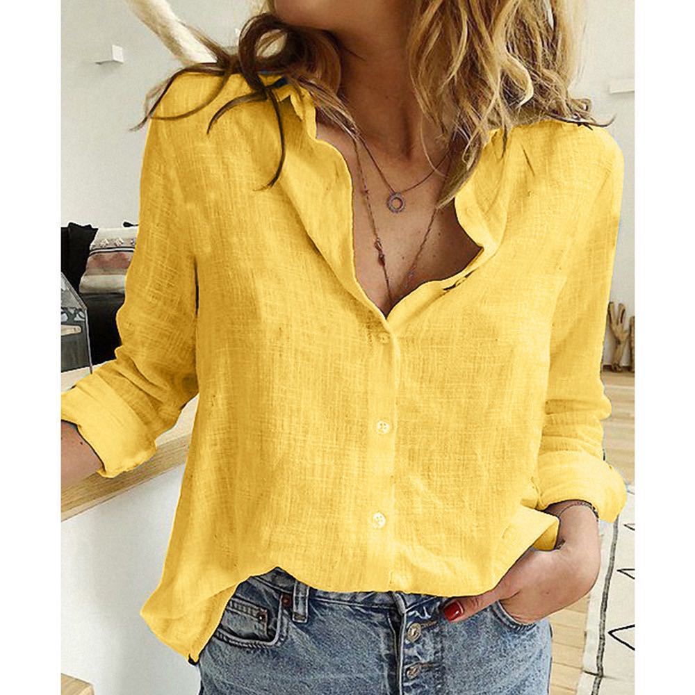 Slub Cotton Temperament Beautiful And Thin Ladies Shirt ETYN