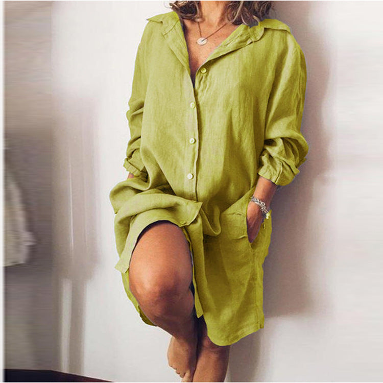 Loose Mid Length Shirts Women Dress Cover-ups Tunics For Mini Dress Abib