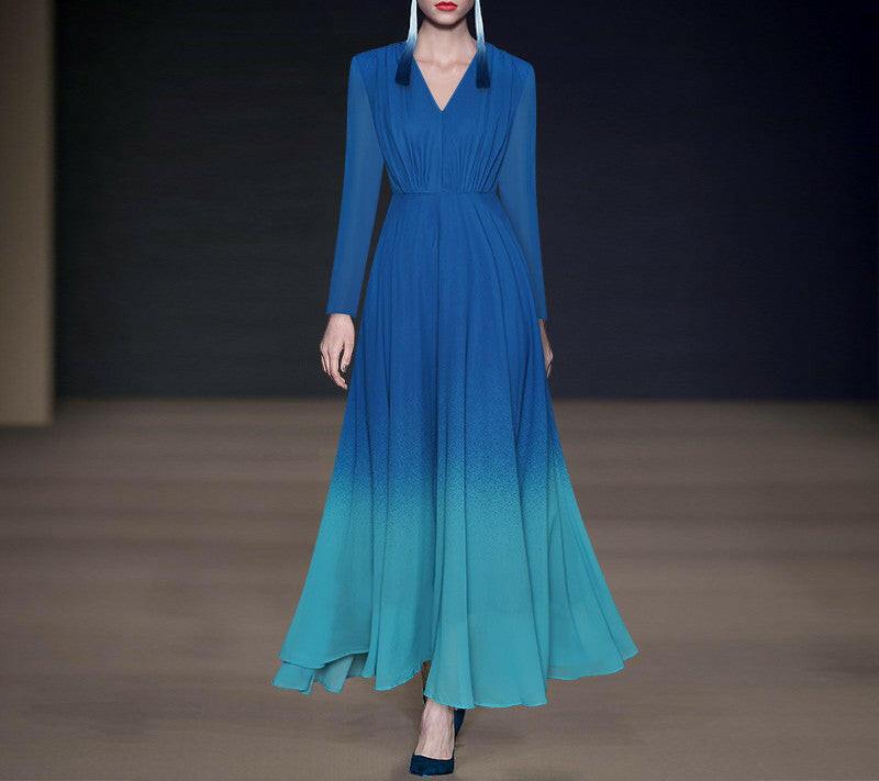 New High-End Women's Long Skirt Slim Gradient Dress - myETYN