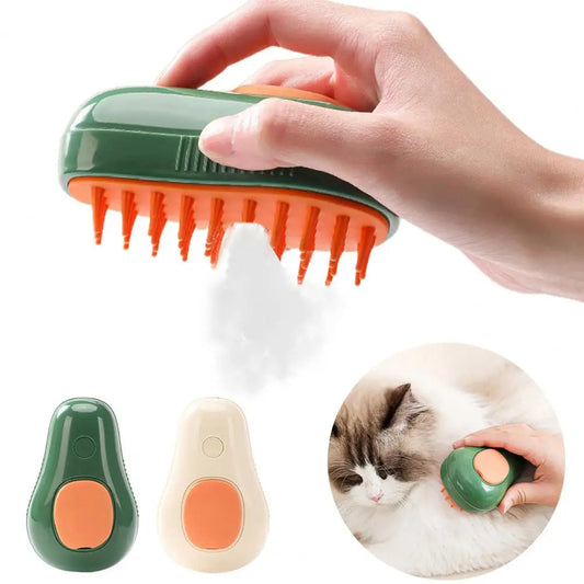 Steamy Cat Brush Cat Dog Grooming Comb Electric Self Cleaning Steam Cat Brush For Massage Avocado Shape Pet Spray Cat Grooming - myETYN