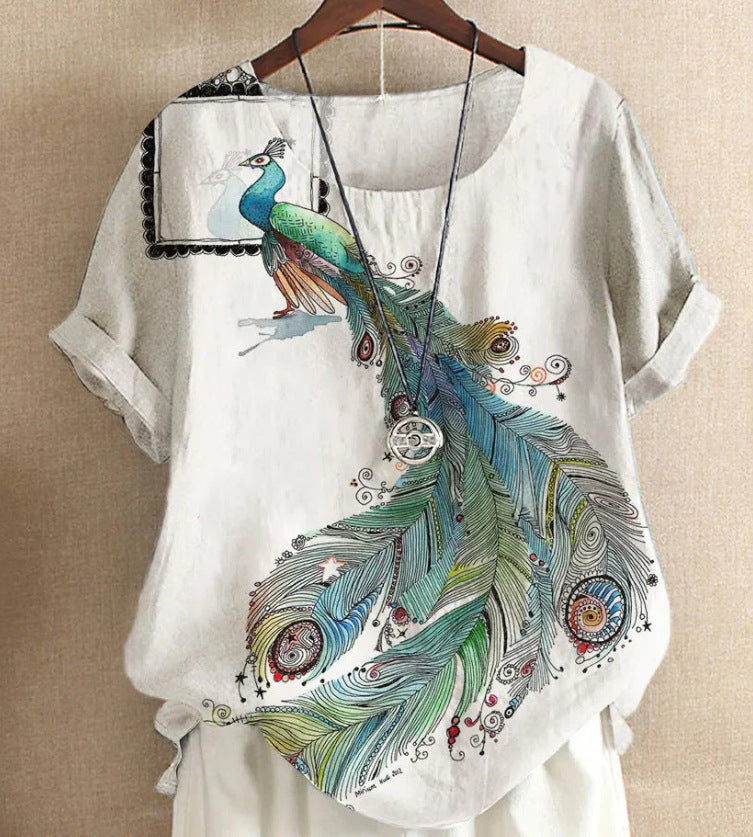 New Short-sleeved T-shirt Flower And Plant Painting 3D Digital Printing Top