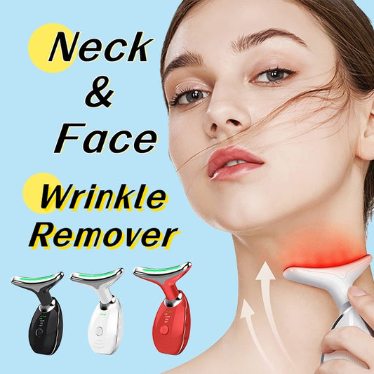 Neck Face Beauty Device Colorful LED Photon Therapy Skin Tighten Reduce Double Chin Anti Wrinkle Remove Lifting Massager - myETYN