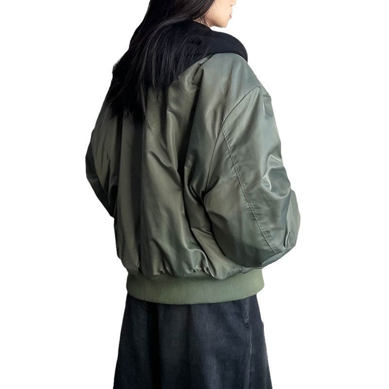 Pilot Stand Collar Retro Loose All-matching Thickened Fall Winter Coat