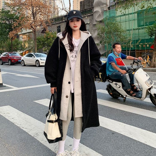 New Long Lambswool Fake Two-pieces Coats Women - myETYN