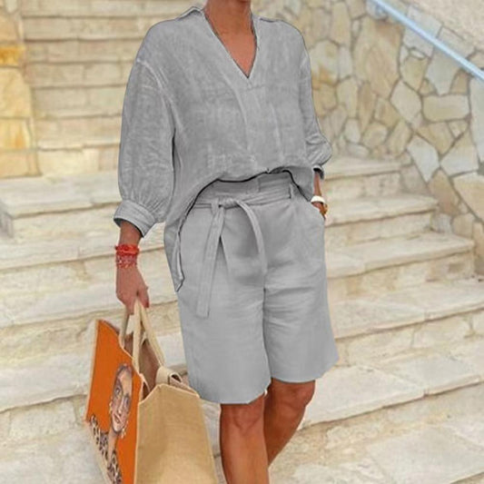 Cotton And Linen Women's Clothing Fashion Casual Set Kanuner