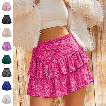 High Waist Sequined Pleated Skirt Women's Clothing Hot Girl Party Short Dress - myETYN