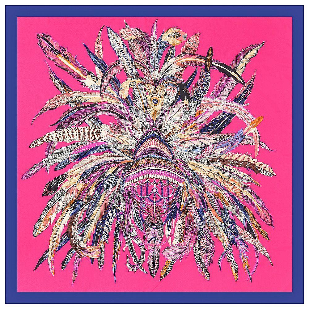 Indian Feather Crown Ladies Faux Silk Scarf