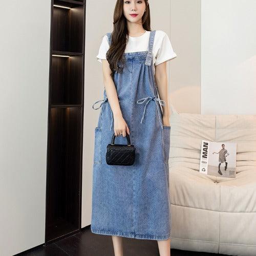 Loose Casual Denim Skirt Mid-length Sling
