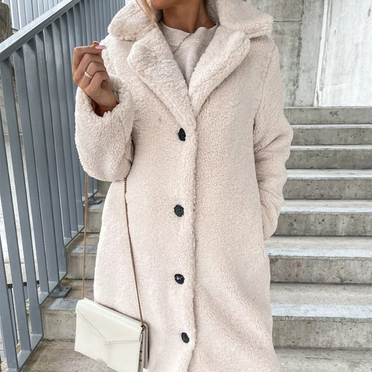 Women's Long-sleeved Lapel Plush Jacket Top ETYN