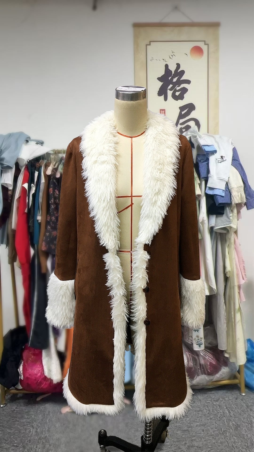 European And American Cowboy Style Western Retro Trench Coat Plush Autumn And Winter Fashion Warm Coat ETYN