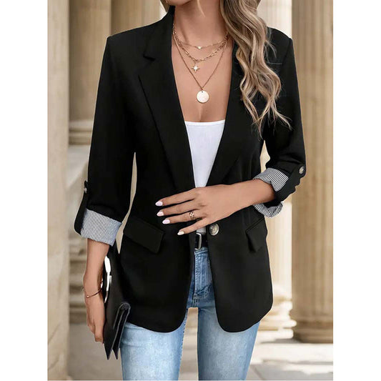 Women's Open Front Long Sleeve Blazer Jacket ETYN