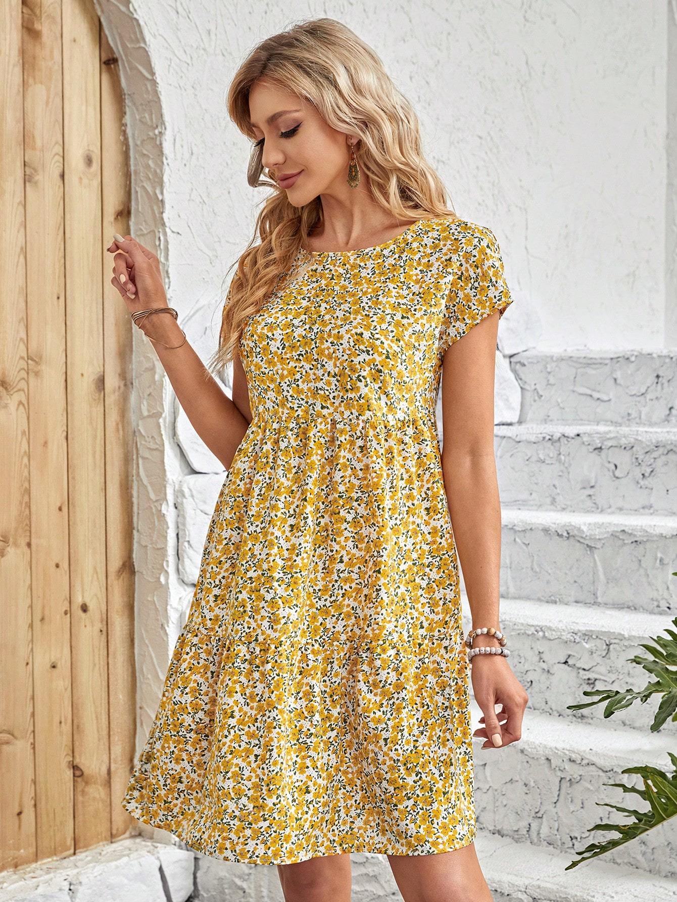 Women's Short Sleeve Casual Simple Dress Fashionable For Daily Wear