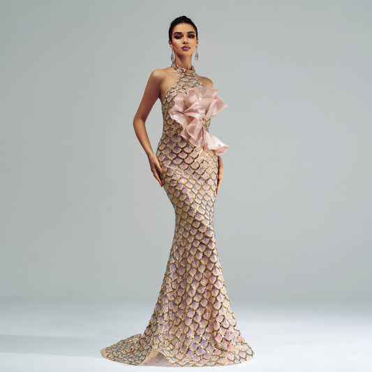 Halter Sequined Mermaid Evening Dress ETYN
