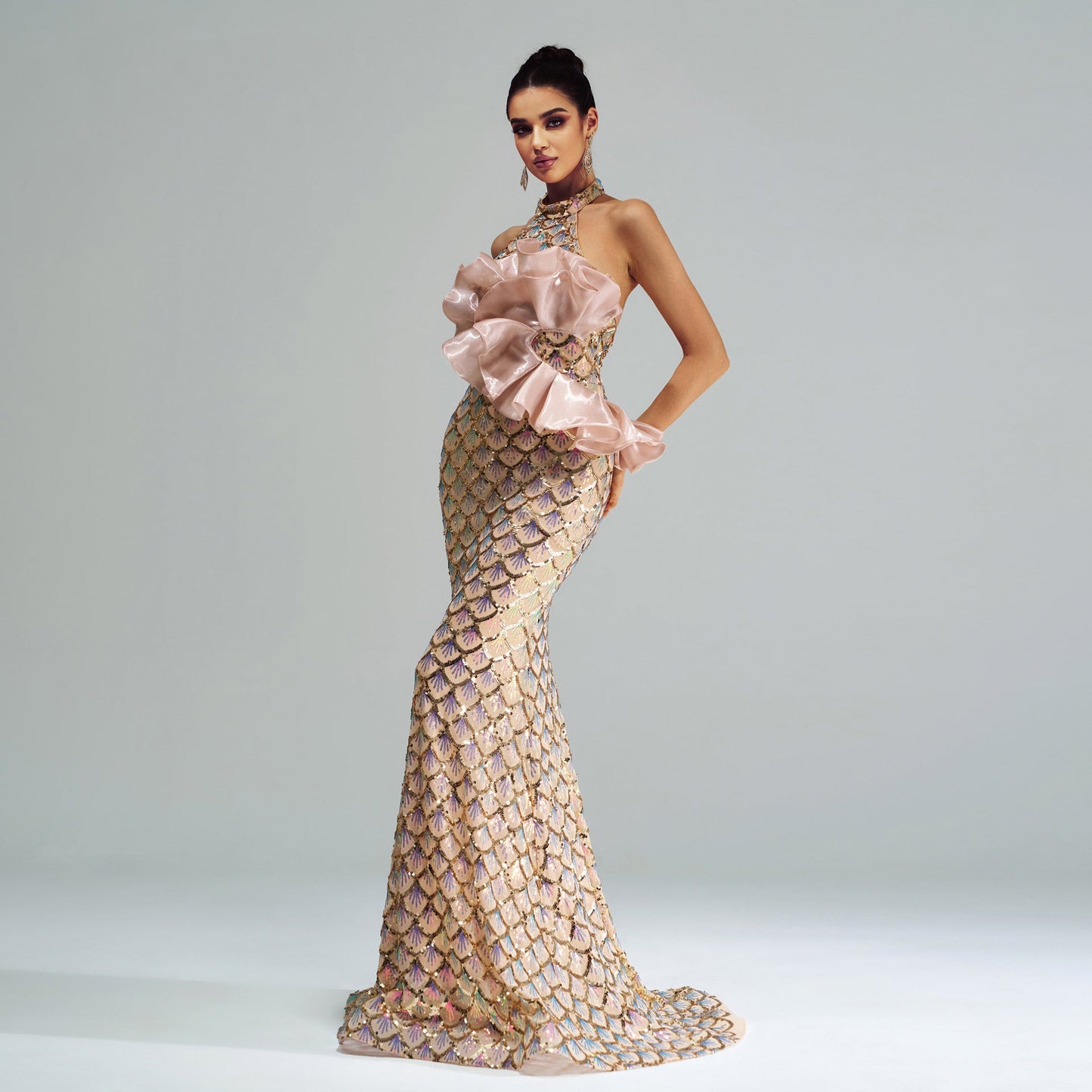 Halter Sequined Mermaid Evening Dress ETYN