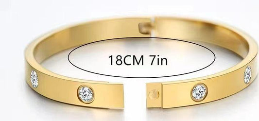 14K Gold-Plated Crystal Bangle Bracelet Kanuner