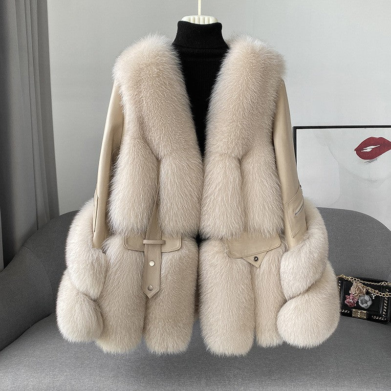 Women’s Medium-Long Fur One-Piece Coat