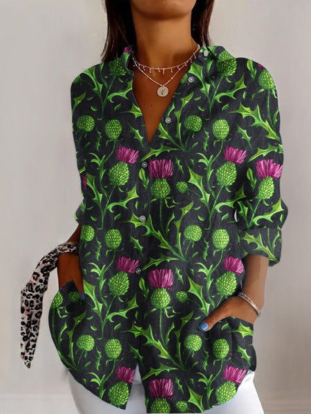 Women's European And American Fashionable Floral Pattern Printed 3D Shirt ETYN