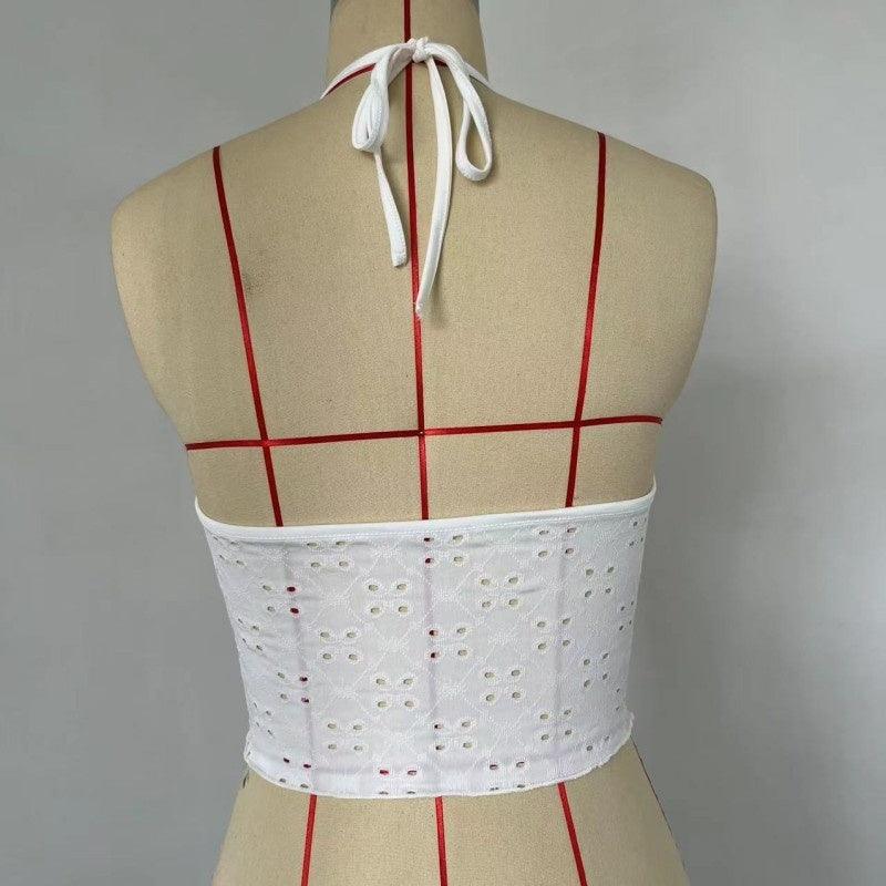 Trendy Halter Strap Vest Women's Sexy Slim Fit Drawstring Irregular Spaghetti-strap Top