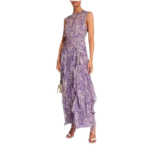 Spring And Summer Off-the-shoulder European And American Women's Clothing V-neck Chiffon Dress ETYN
