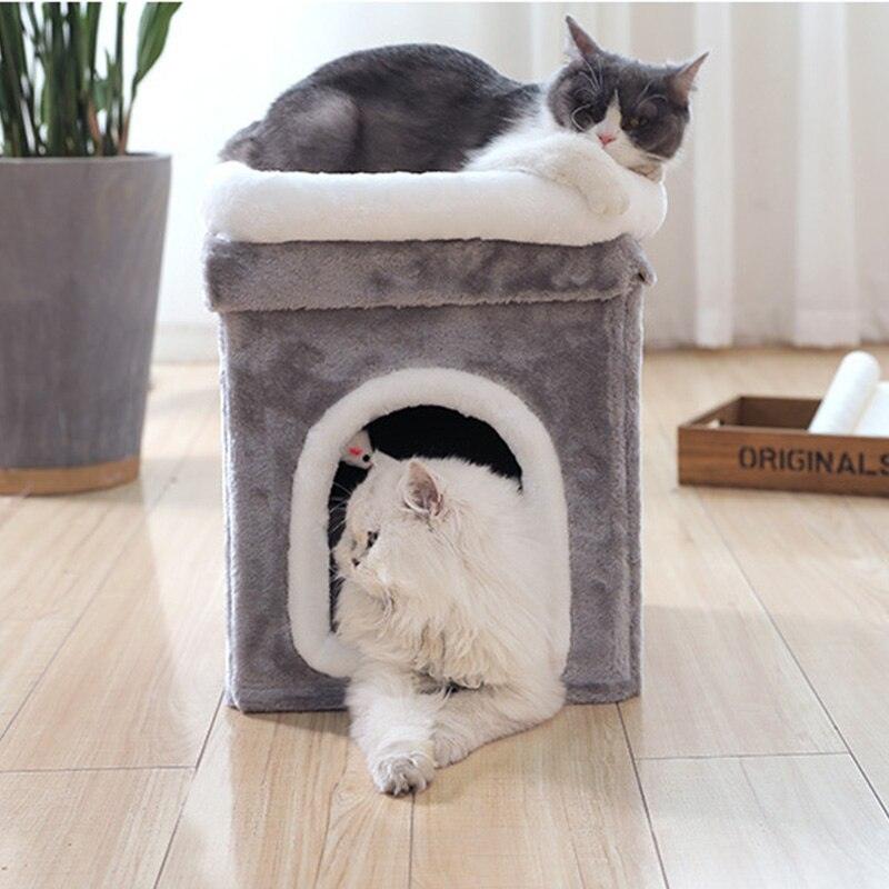 Double-Layer Folding Cat & Small Dog House - Cozy Deep Sleep Pet Nest