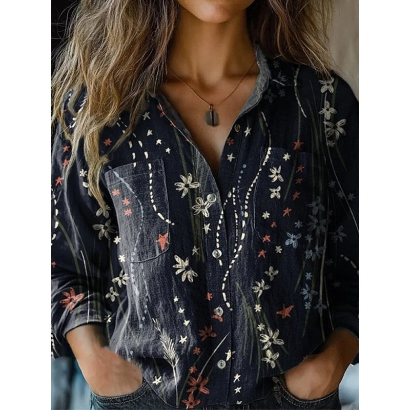3D Printed Abstract Pattern Women's Long-Sleeved Blouse – Fashion Meets Comfort ETYN