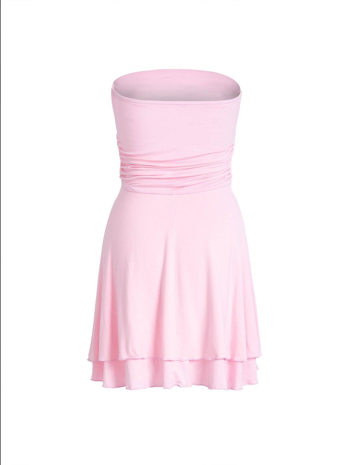 Women's Y2K Pleated Tube-Top Mini Dress - Sexy Summer Tight Dress