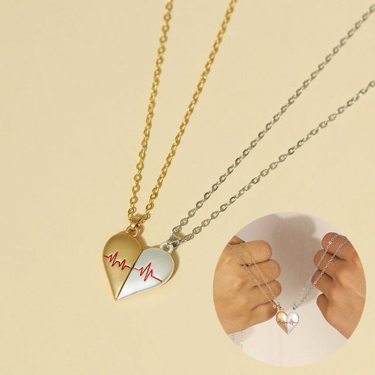 Heartbeat Magnetic Heart Necklace Love Couple Jewelry - myETYN