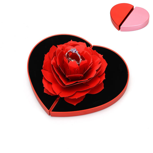 3D Love Box Heart-shaped Rose Flower Rotating Ring Box Valentines Day Gift - myETYN