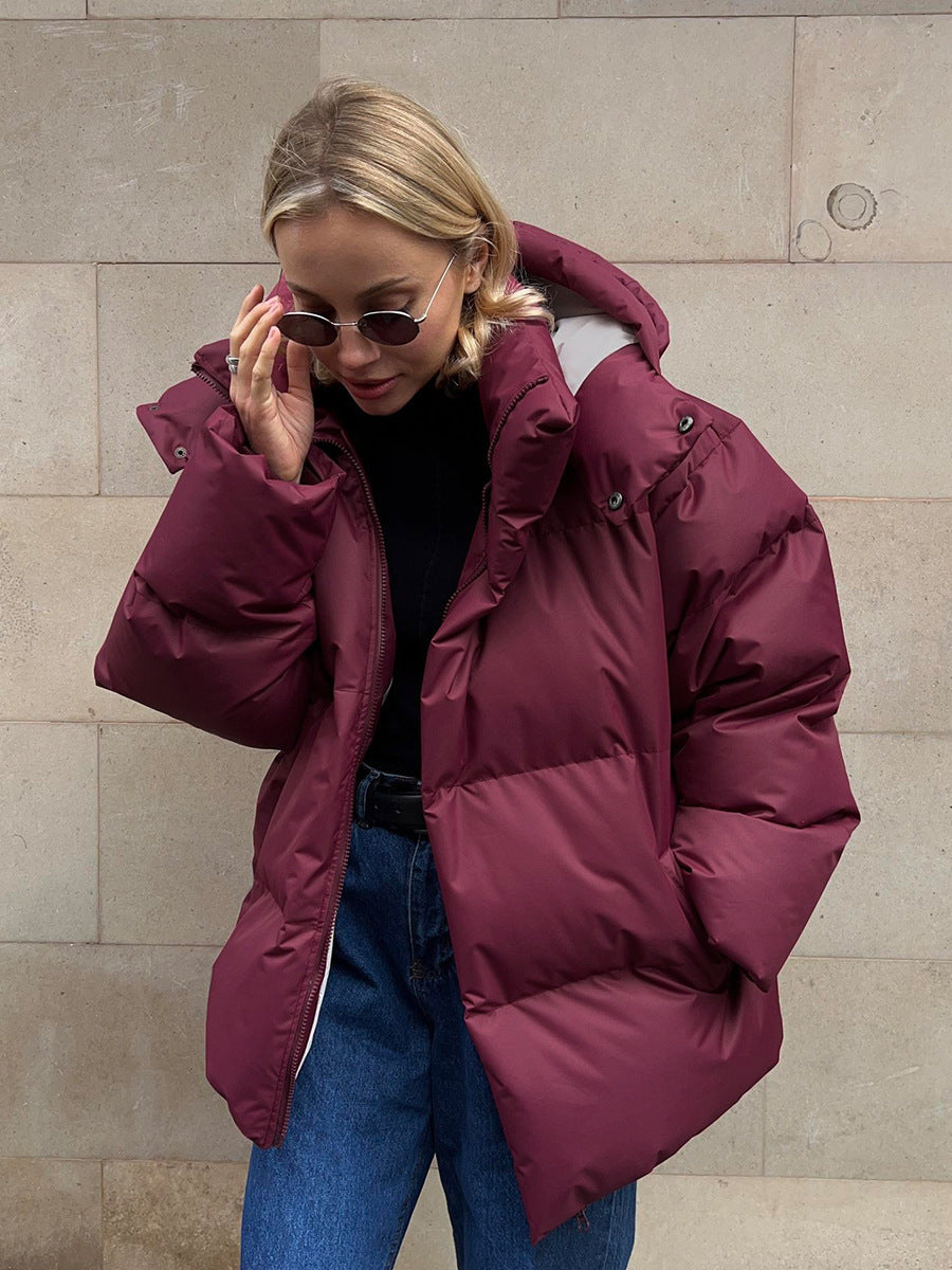 Fashion Coat With Removable Hood Cotton Jacket Winter Warm Windproof Loose Cotton Jacket Loose Parka Outerwear Clothing ETYN