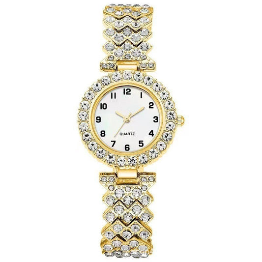 Fashion Jewelry 2pcs Luxury Fashion Women Watch Set Silver Strap Ladies Quartz Wristwatch Alloy Bracelet For Ladies Jewelry Set Clock Gift ETYN