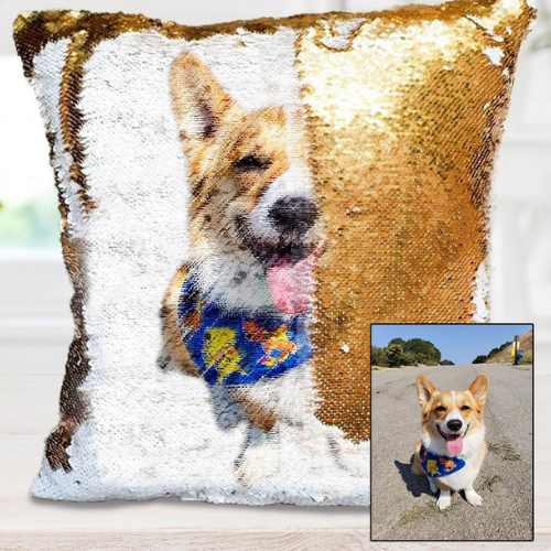 Sequins Throw Pillowcase with Custom Photo - myETYN