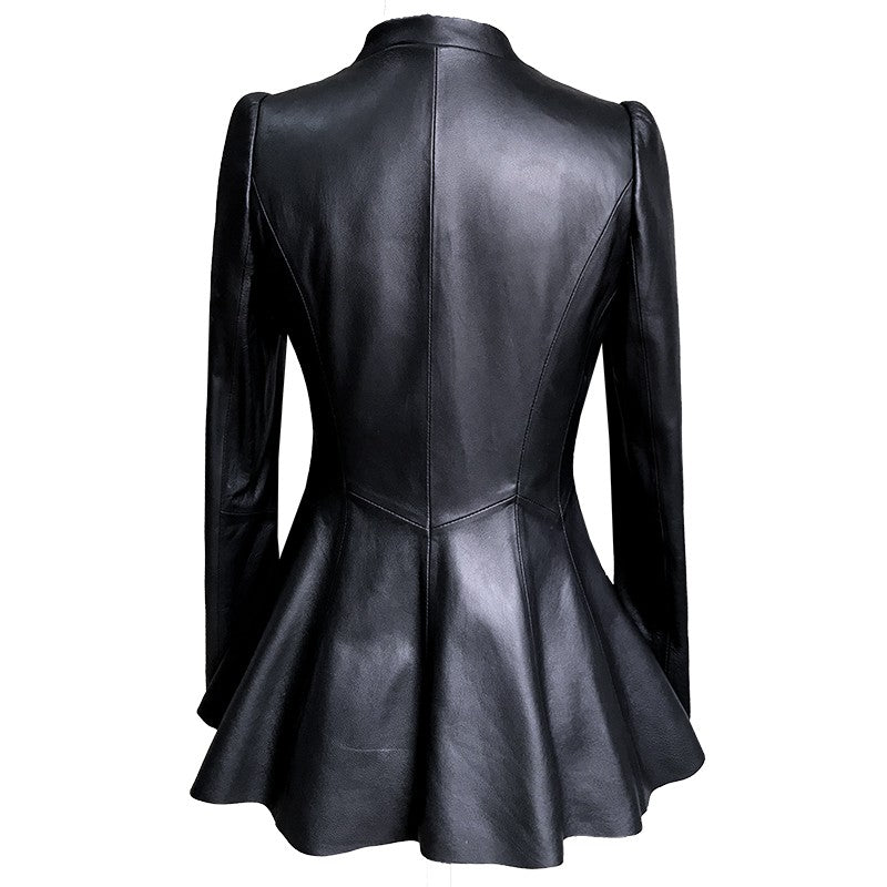 Women’s Slim-Fit Black Short Leather Jacket