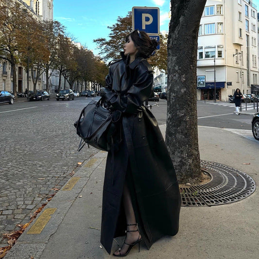 Autumn And Winter New Loose Cool Long Trench Coat Kanuner