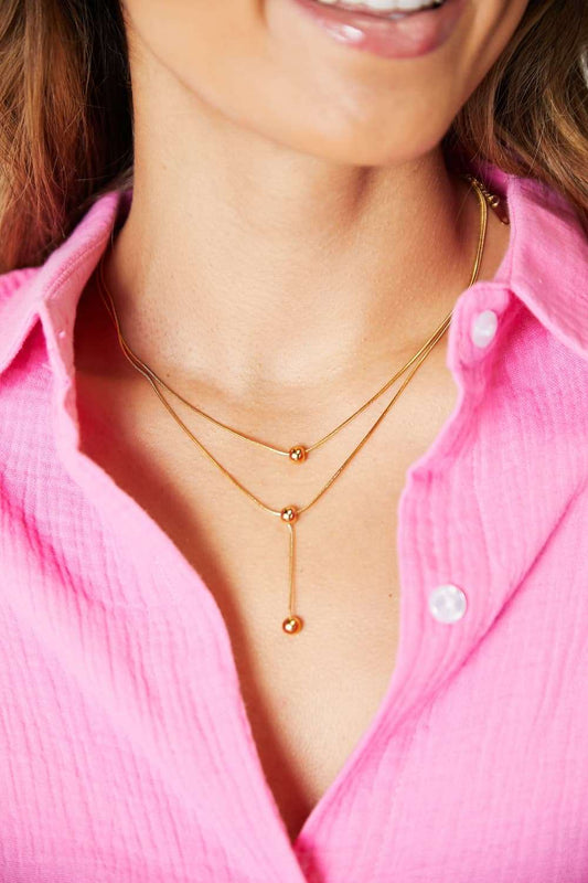 Adored Drop Ball Double-Layered Necklace myETYN