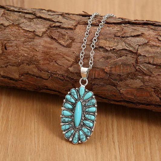 Artificial Turquoise Pendant Alloy Necklace myETYN