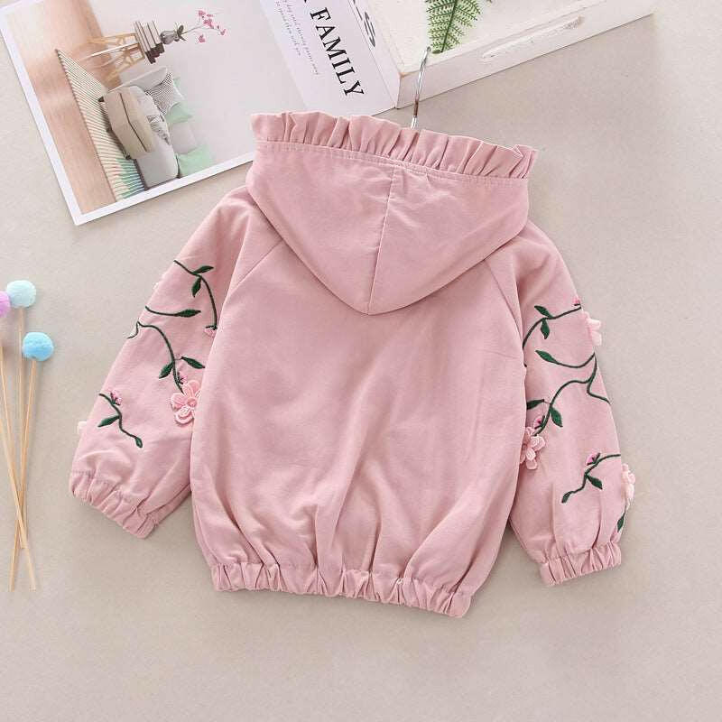 Casual Loose Version Solid Color Hooded Flower Trench Coat myETYN