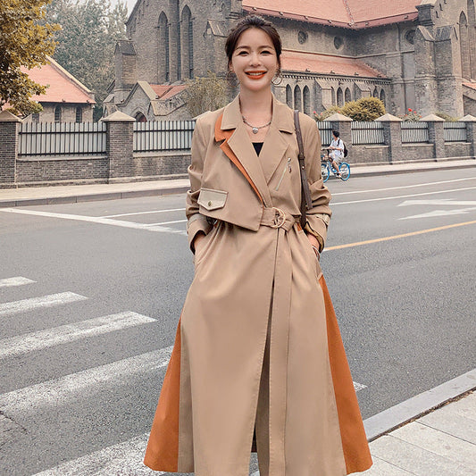 Fashionable Women's Casual Coat with Patchwork Design myETYN
