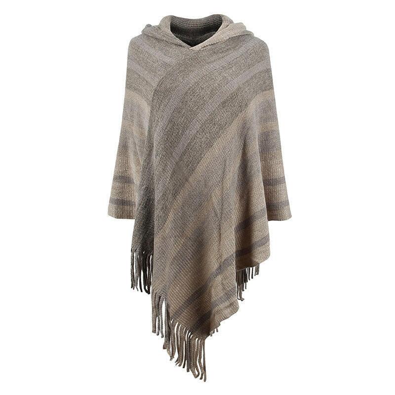 Knitted Tassel Shawl Cape Women myETYN