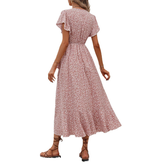 Women's Fashion Floral Short Sleeve Dress ETYN