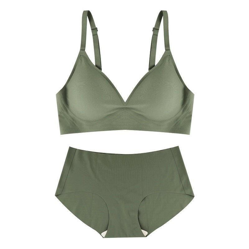 Women Korean Expanded Underwear Small Breast Size Exaggerating Bra Push up Waist Slimming Jelly Soft Support Seamless Bra Set Cartoon Chest - myETYN