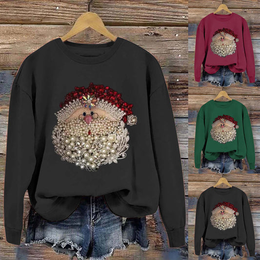 Christmas Snowman Love Casual Long Sleeve Loose Polyester Cotton Round Neck Sweater - myETYN