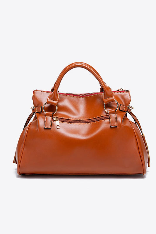PU Leather Handbag with Tassels myETYN