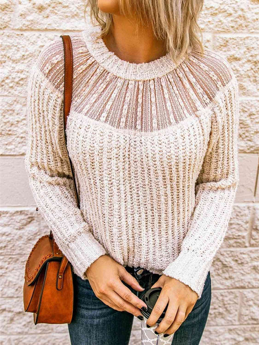 Round Neck Rib-Knit Sweater myETYN