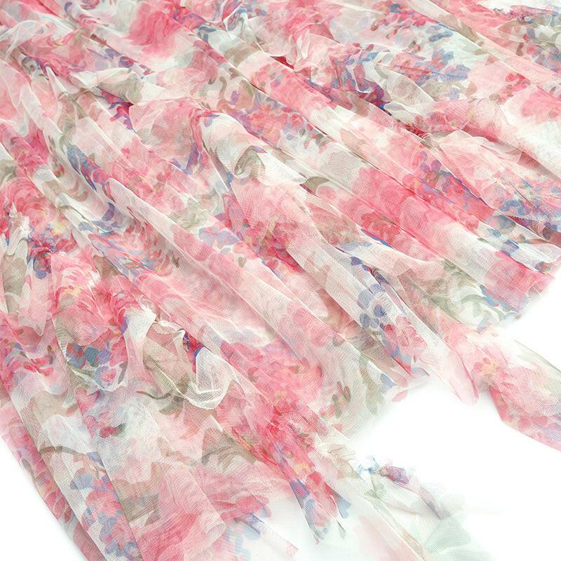 Women's Fashion Simple Halter Pleated Waist Ruffle Print Dress myETYN