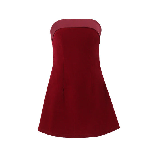 Ins Slim Tube-top Dress Fashion Zipper A-line Short Dresses Party Evening Clothing For Women ETYN