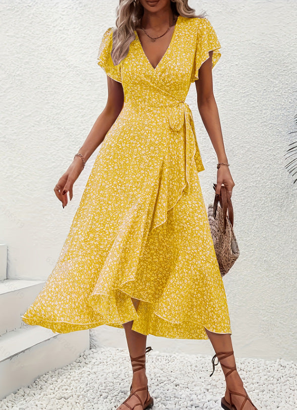 Women's Fashion Floral Short Sleeve Dress ETYN