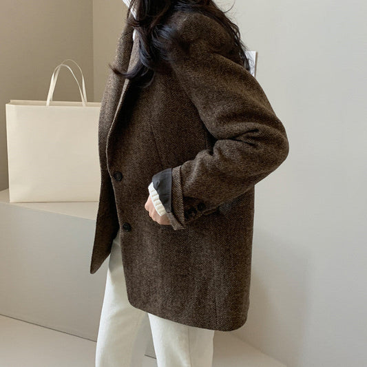 Women's Solid Color Wool Blazer ETYN